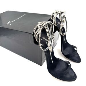 Vintage Giuseppe Zanotti TAK crystal ankle wrap stiletto 35.5